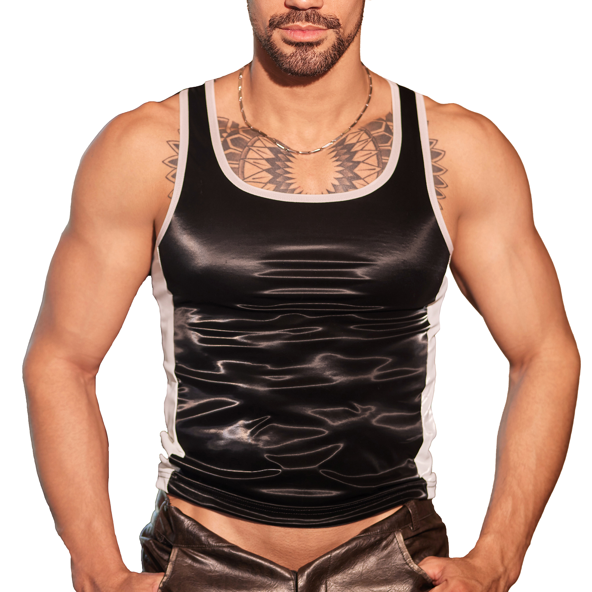 Leather Work Vest - Men Faux Leather Sleeveless T-shirts Sexy
