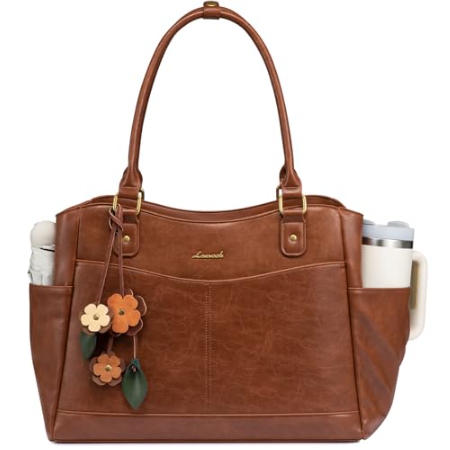 Leather Work Womens Backpack - LOVEVOOK Laptop Bag for Women Leather
