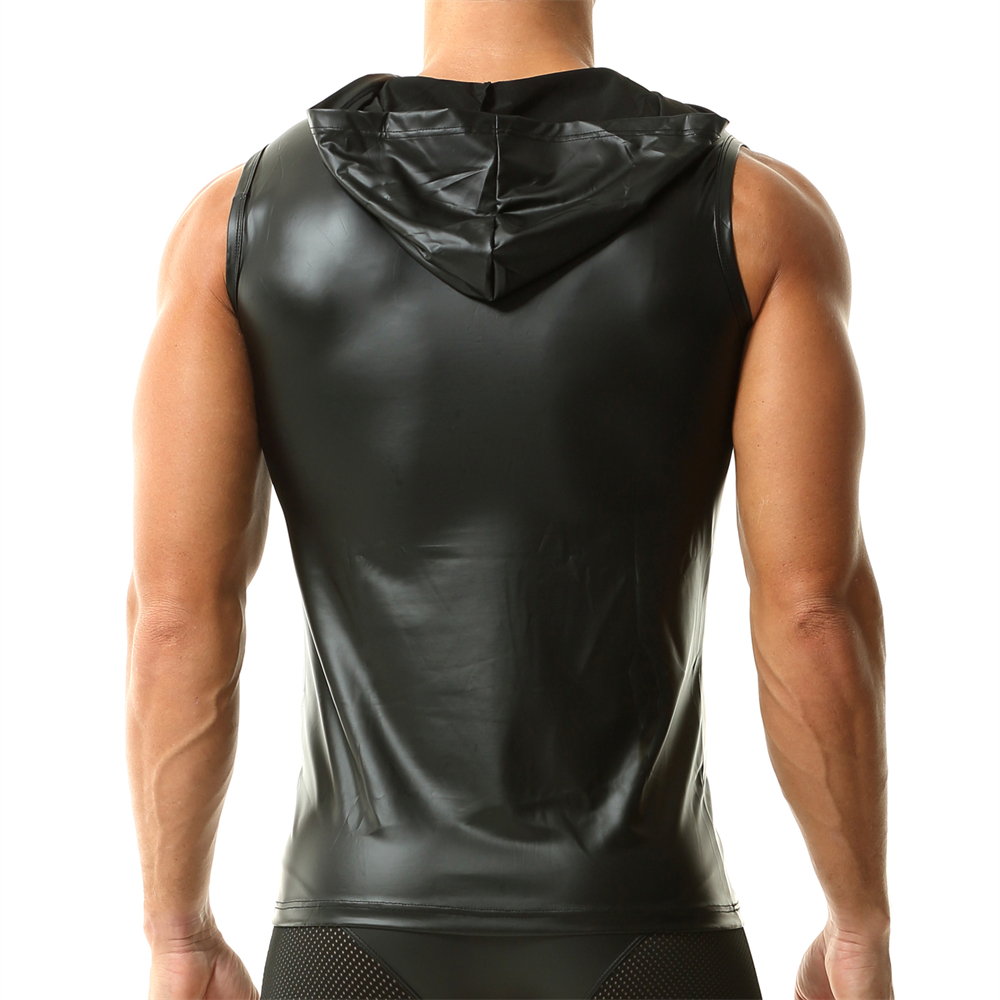 Leather Work Vest - Size M-XL Bodybuilding Mens PU Leather