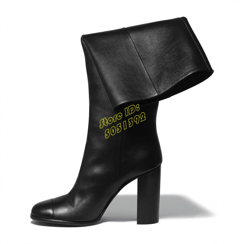 Leather Work - Black Matte Leather Knee High Boots