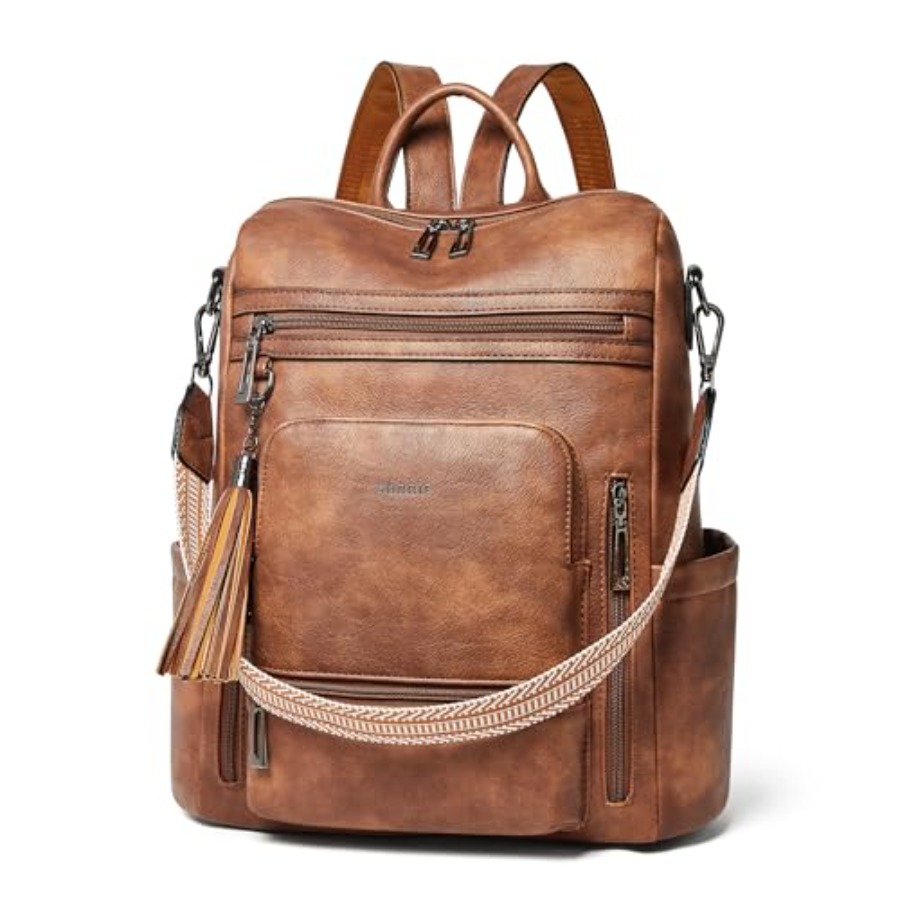 Leather Work Womens Backpack - Vegan Leather Laptop Backpack for Women