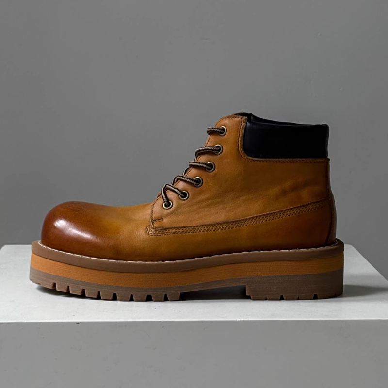 Leatherwork Boots - British Style Men Ankle Boots Brown