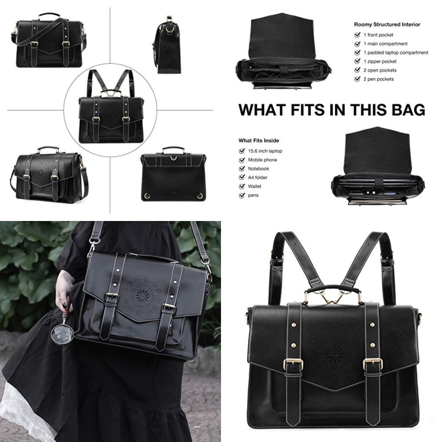 Leather Work Womens Backpack - Backpack for Women Briefcase Messenger Laptop