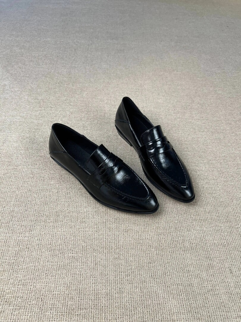 Leatherwork In French - French-style Chunky Heel Pointed Slip-on Loafers