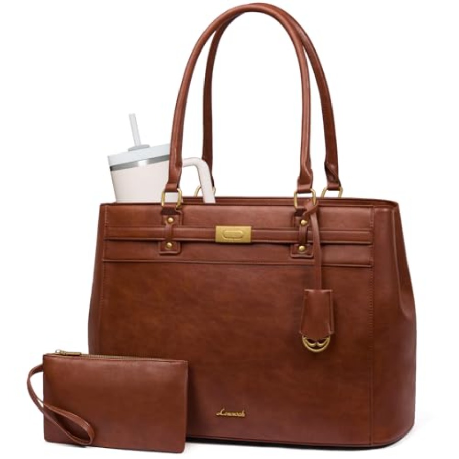 Leather Work Womens Backpack - Laptop Tote Bag for Women, 15.6