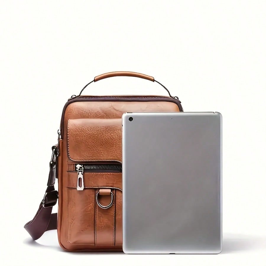 Leather Work Bag Mens - Men Crossbody Sling Bag, Vintage PU