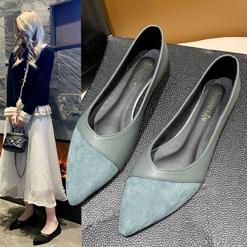 Leather Work - Flat black leather shoes for women