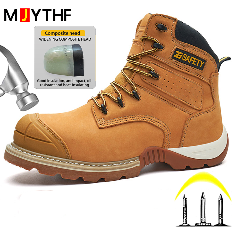 Leather Work Fabric - Cowhide Work Safety Boots Composite toe