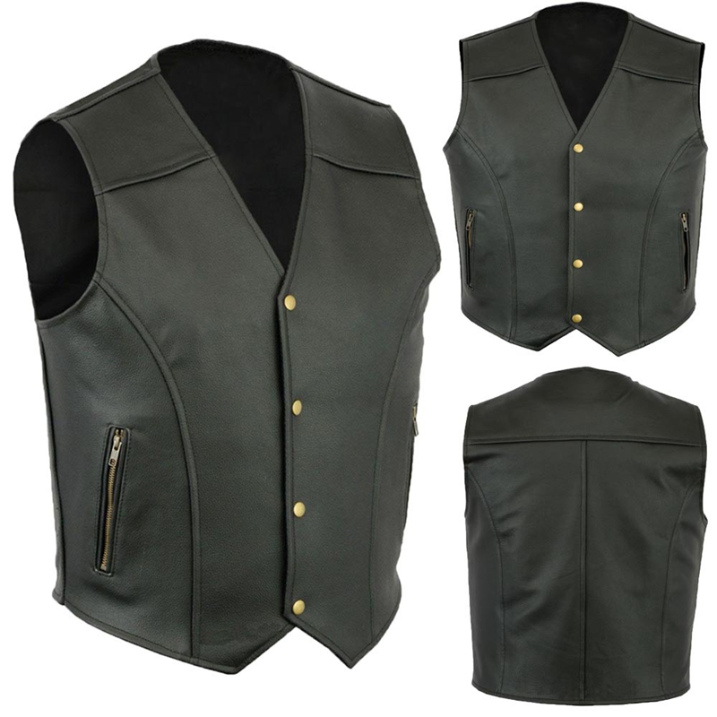 Leather Work Vest - European American Fashion Retro Mens Vest