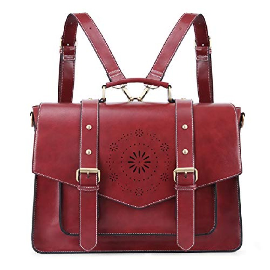 Leather Work Womens Backpack - Backpack for Women Briefcase Messenger Laptop
