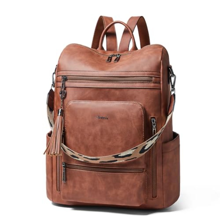 Leather Work Womens Backpack - Vegan Leather Laptop Backpack for Women