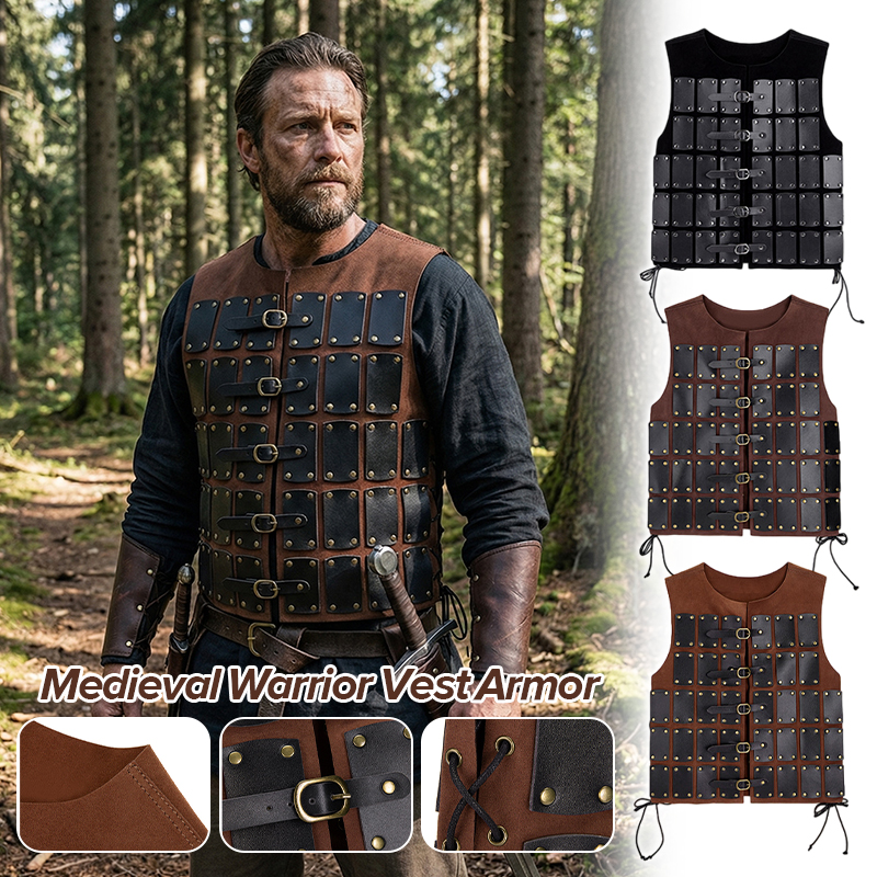 Leather Work Vest - Medieval Viking Pirate Knight PU Leather