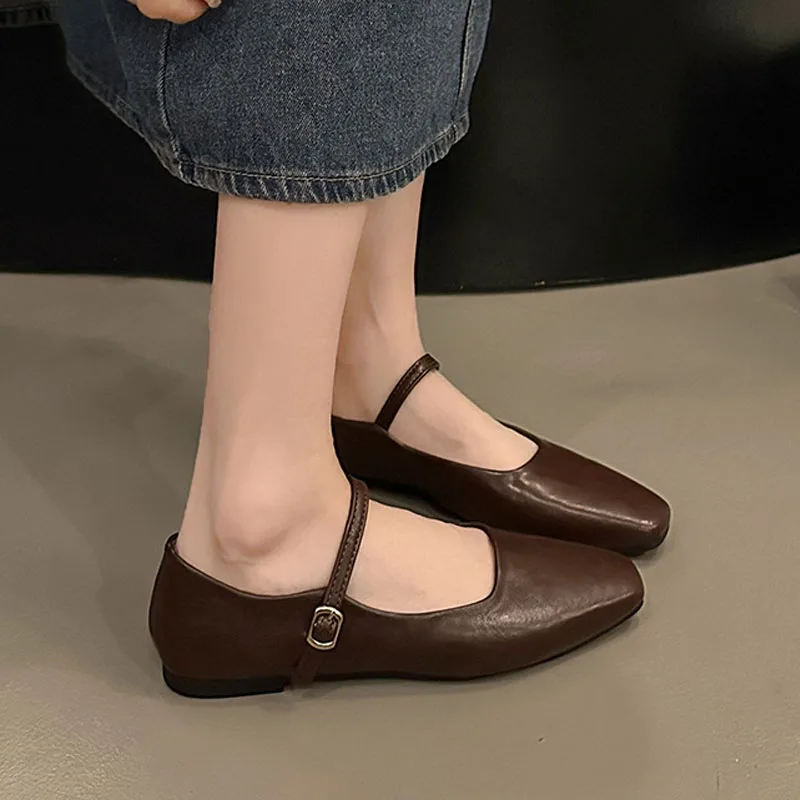Women Flats French Square Toe  – Leatherwork In French recenzja i cena