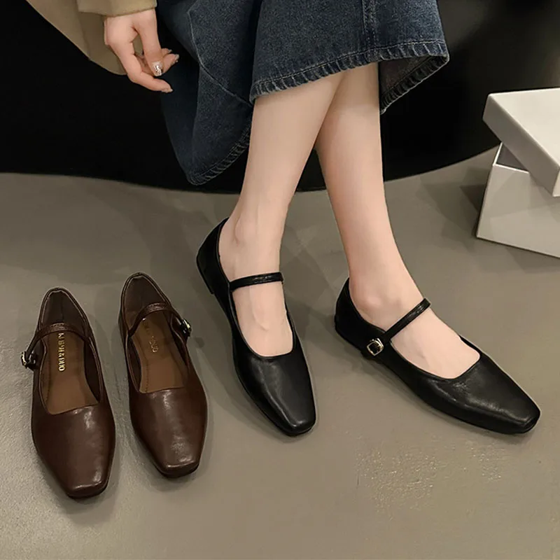 Women Flats French Square Toe  – Leatherwork In French recenzja i cena