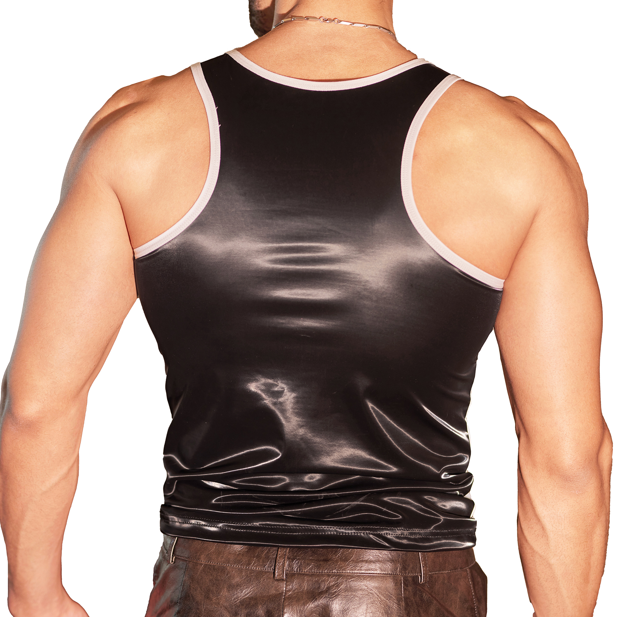 Men Faux Leather Sleeveless T- – Leather Work Vest recenzja i cena