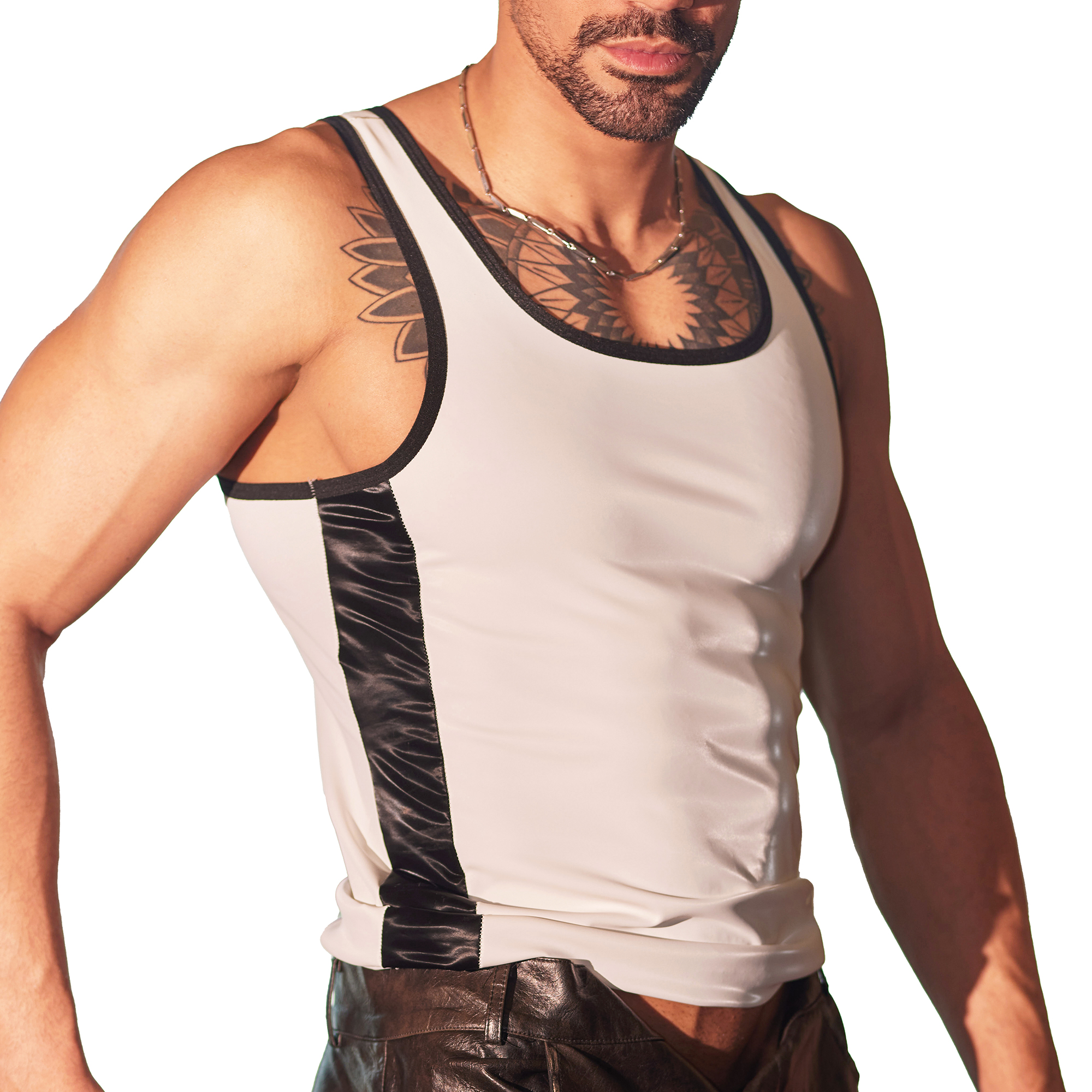 Men Faux Leather Sleeveless T- – Leather Work Vest recenzja i cena