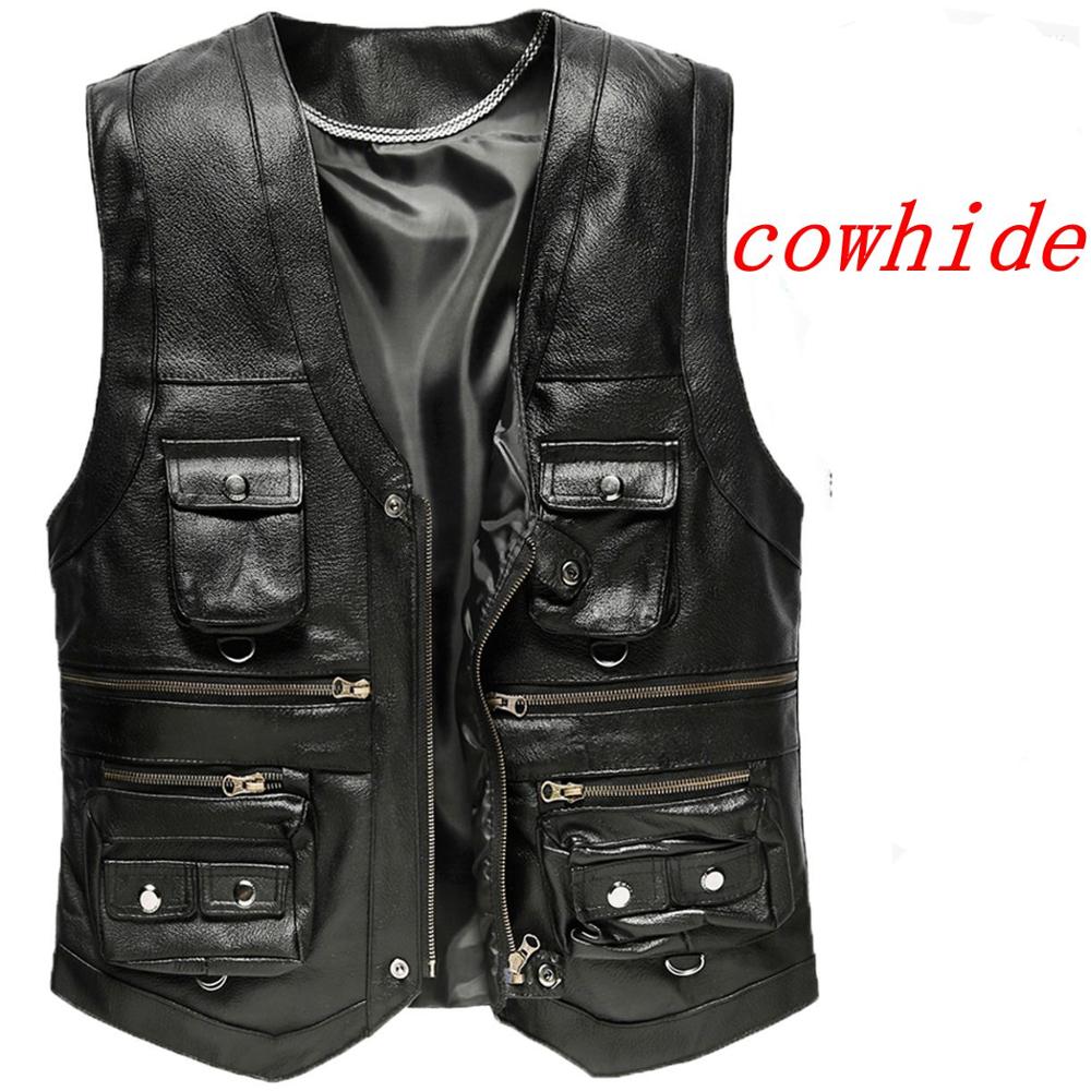 2025 Cowhide Genuine Leather V – Leather Work Vest recenzja i cena