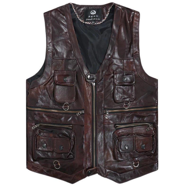 2025 Cowhide Genuine Leather V – Leather Work Vest recenzja i cena
