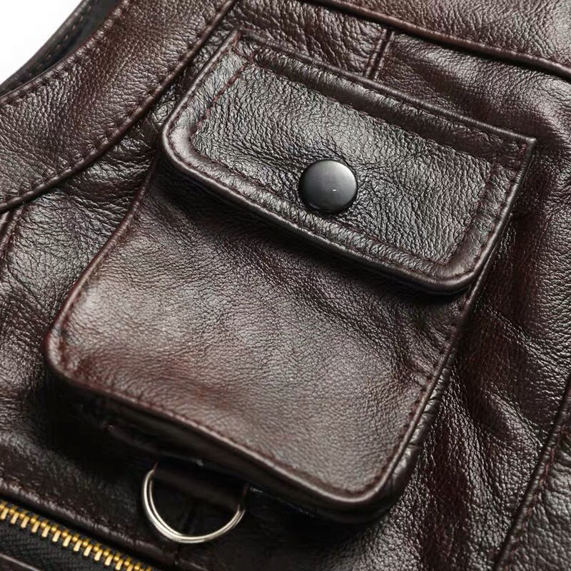 2025 Cowhide Genuine Leather V – Leather Work Vest recenzja i cena