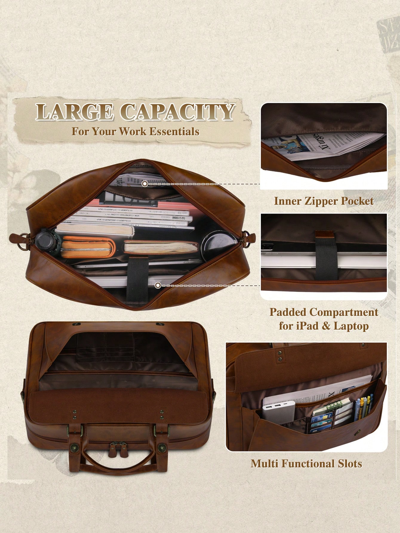 Vintage Leather Messenger Bag  – Leather Work Bag Mens recenzja i cena