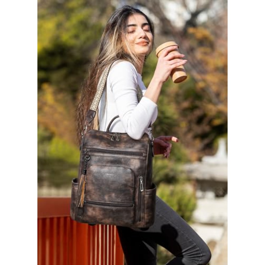 Vegan Leather Laptop Backpack  – Leather Work Womens Backpack recenzja i cena