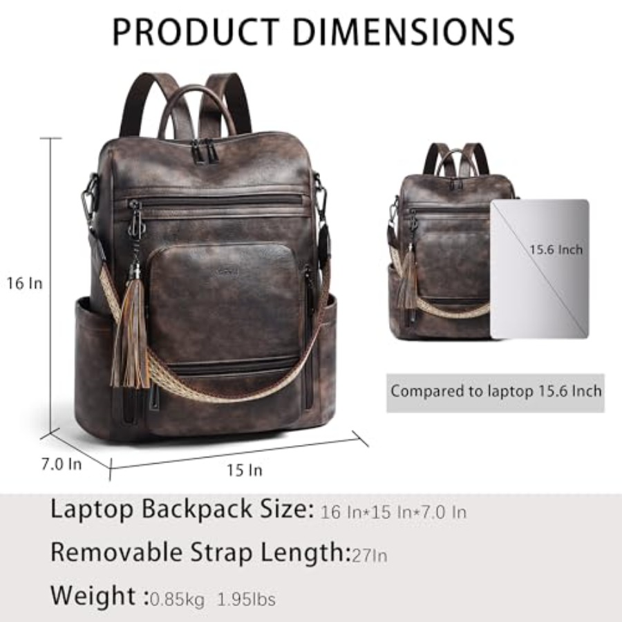 Vegan Leather Laptop Backpack  – Leather Work Womens Backpack recenzja i cena
