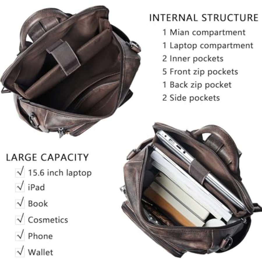 Vegan Leather Laptop Backpack  – Leather Work Womens Backpack recenzja i cena