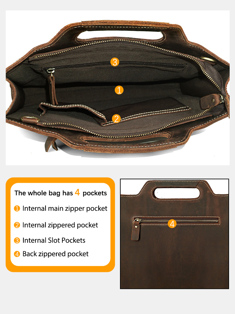 Zency Genuine Leather Men Shou – Leather Work Bag Mens recenzja i cena