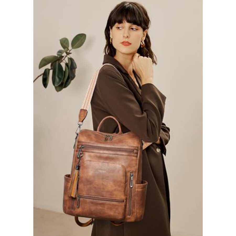 Vegan Leather Laptop Backpack  – Leather Work Womens Backpack recenzja i cena