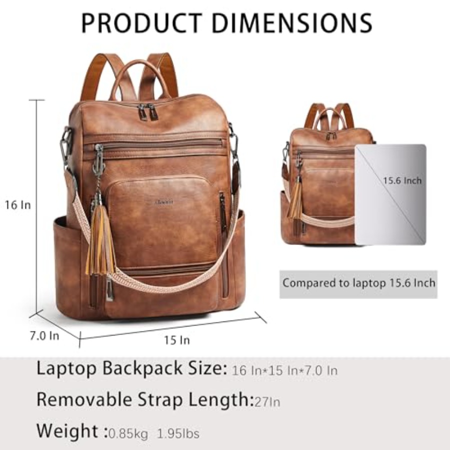 Vegan Leather Laptop Backpack  – Leather Work Womens Backpack recenzja i cena
