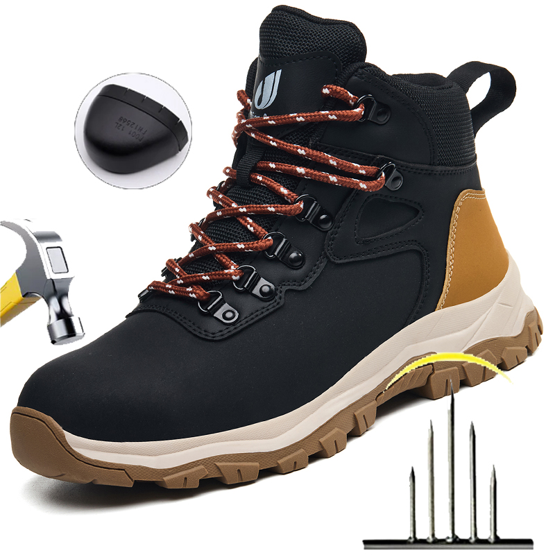 Men's Work Shoes Waterproof Bo – Leather Work Fabric recenzja i cena