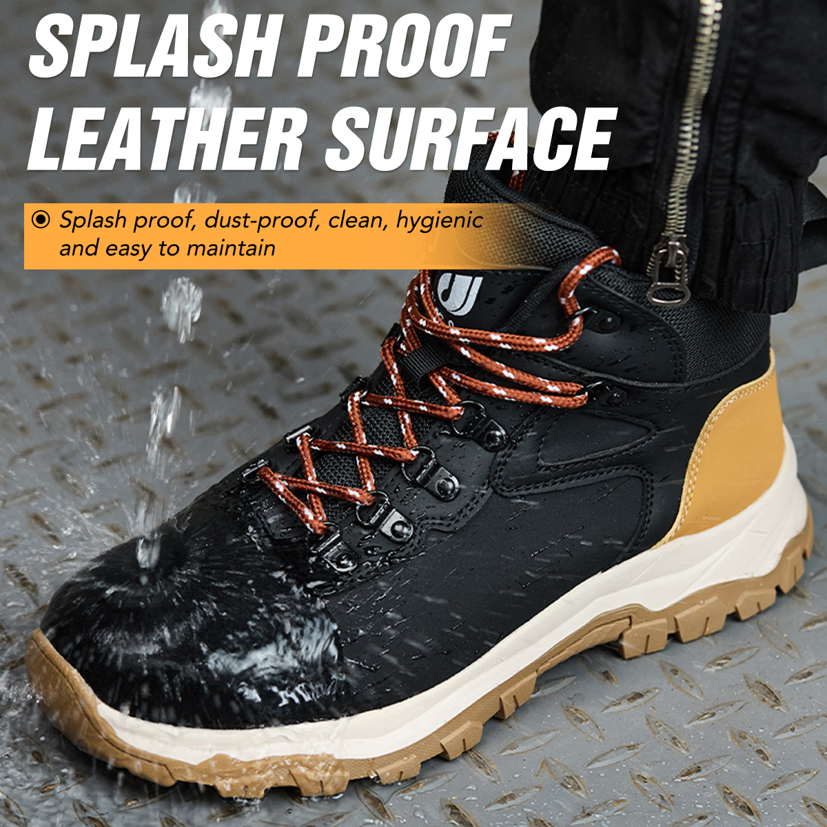 Men's Work Shoes Waterproof Bo – Leather Work Fabric recenzja i cena