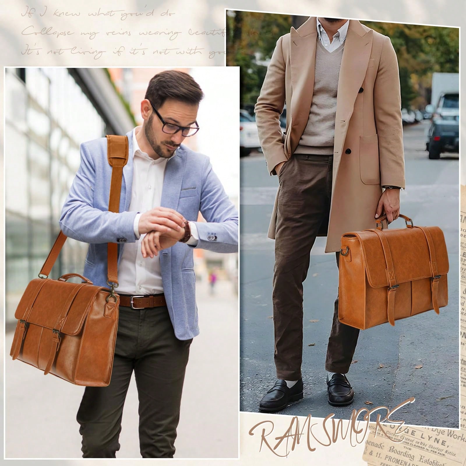 Messenger Bag For Men 15.6 Inc – Leather Work Bag Mens recenzja i cena