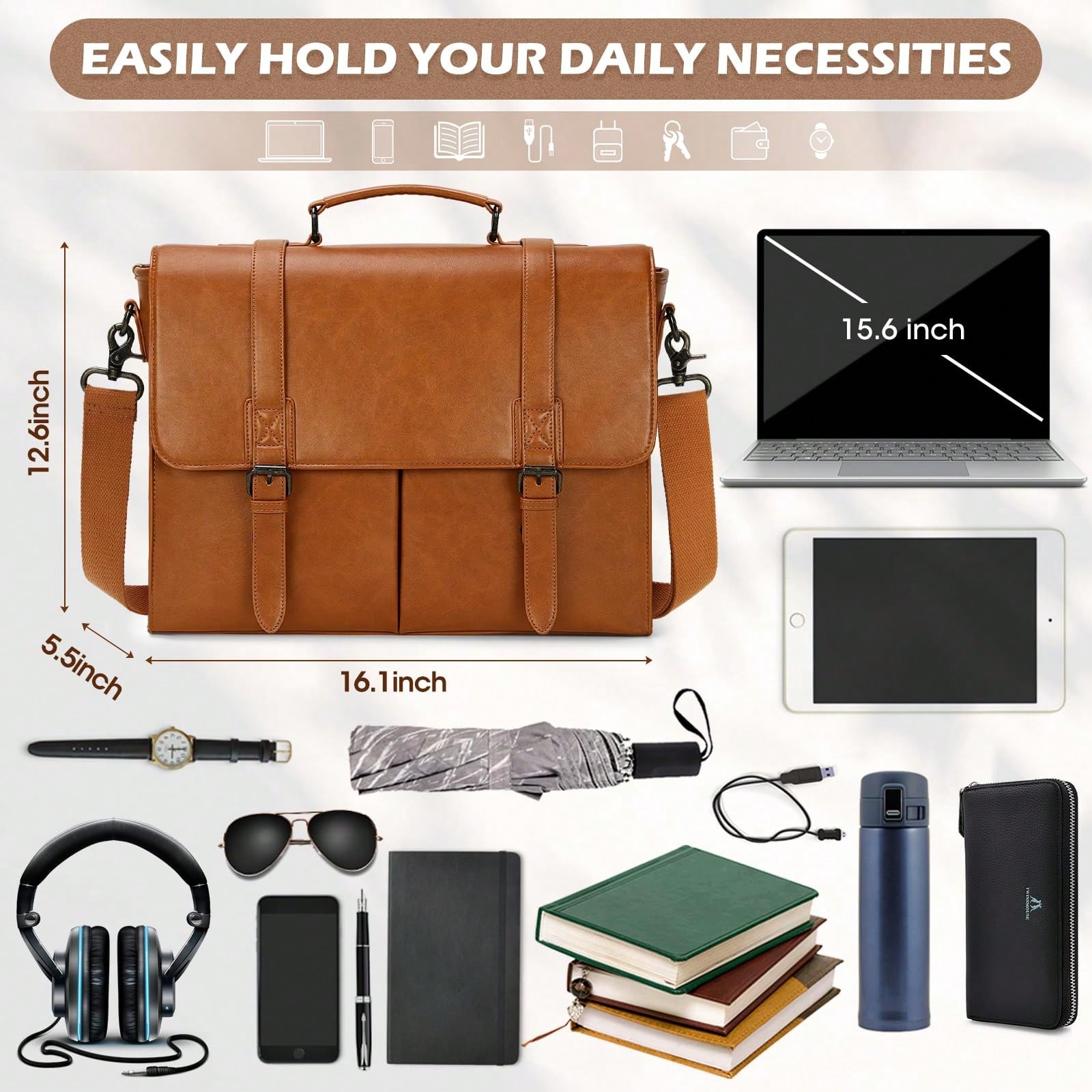 Messenger Bag For Men 15.6 Inc – Leather Work Bag Mens recenzja i cena
