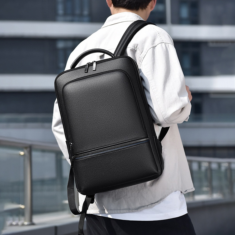 PU Leather Men's Backpack USB  – Leather Work Bag Mens recenzja i cena