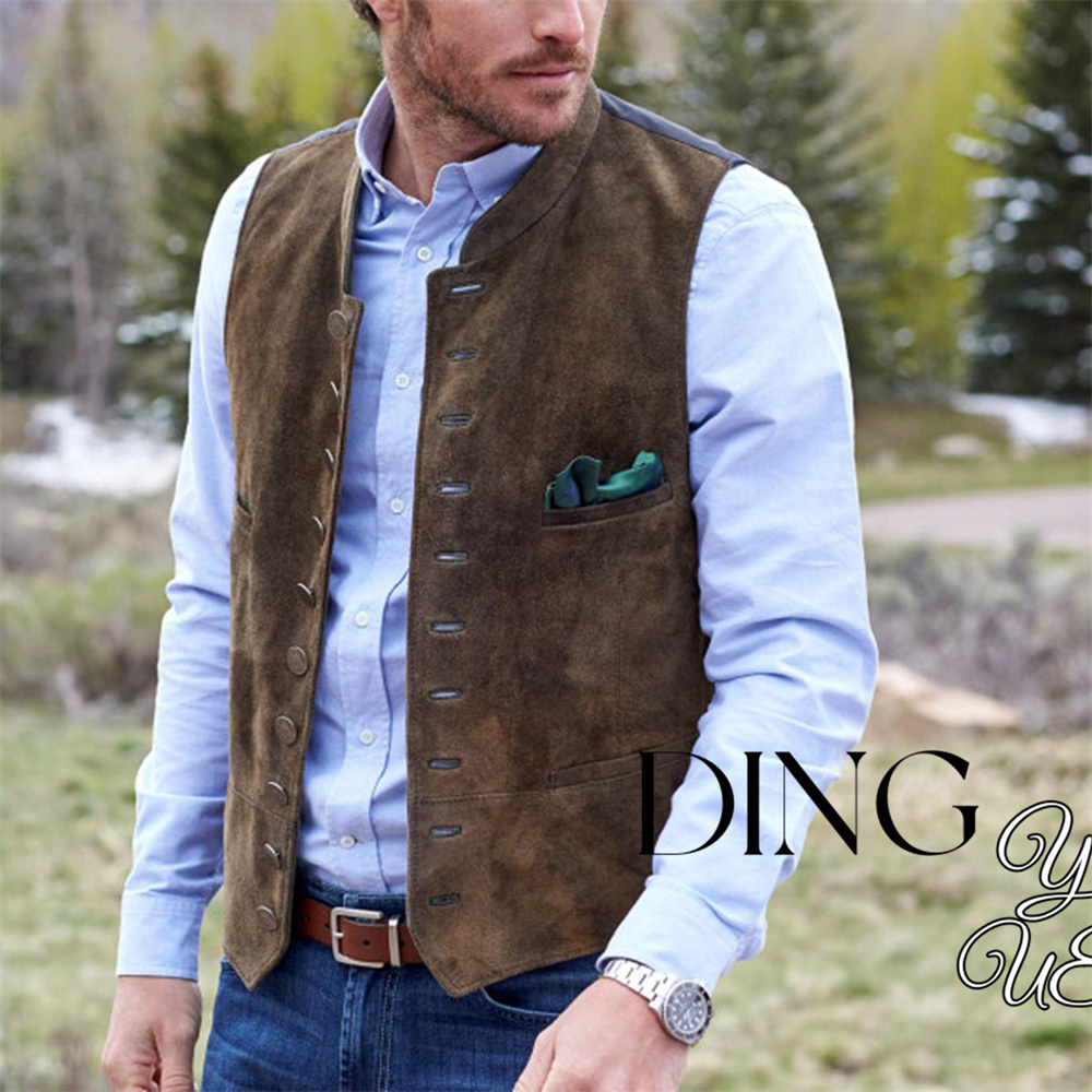 Men's Suede Leather 10-button  – Leather Work Vest recenzja i cena