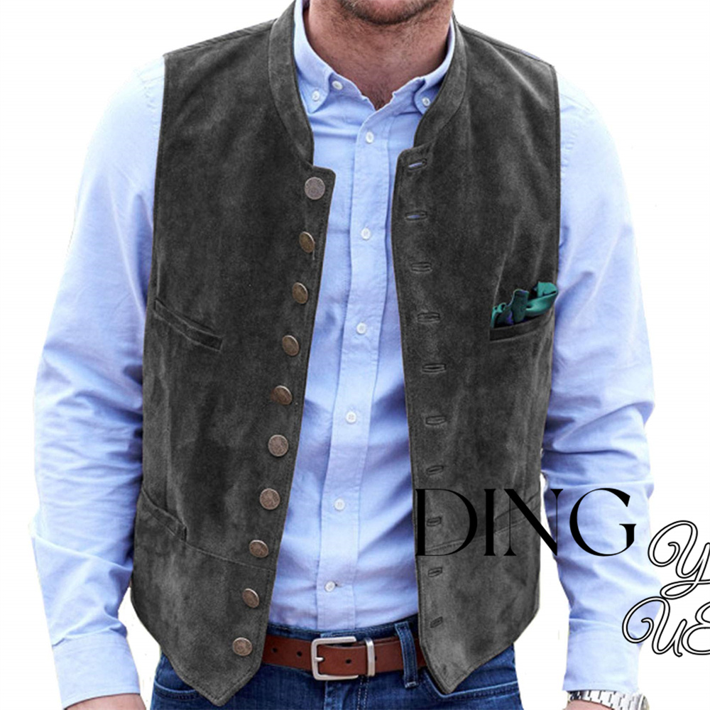 Men's Suede Leather 10-button  – Leather Work Vest recenzja i cena