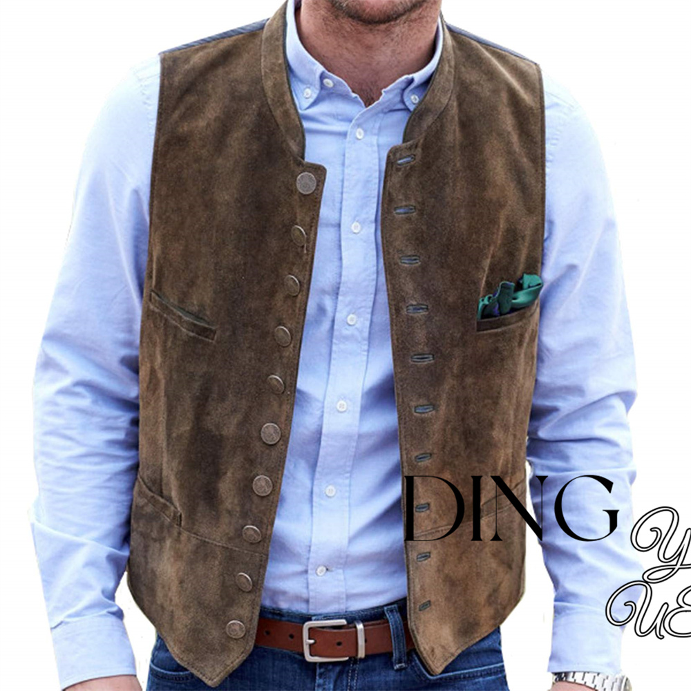 Men's Suede Leather 10-button  – Leather Work Vest recenzja i cena