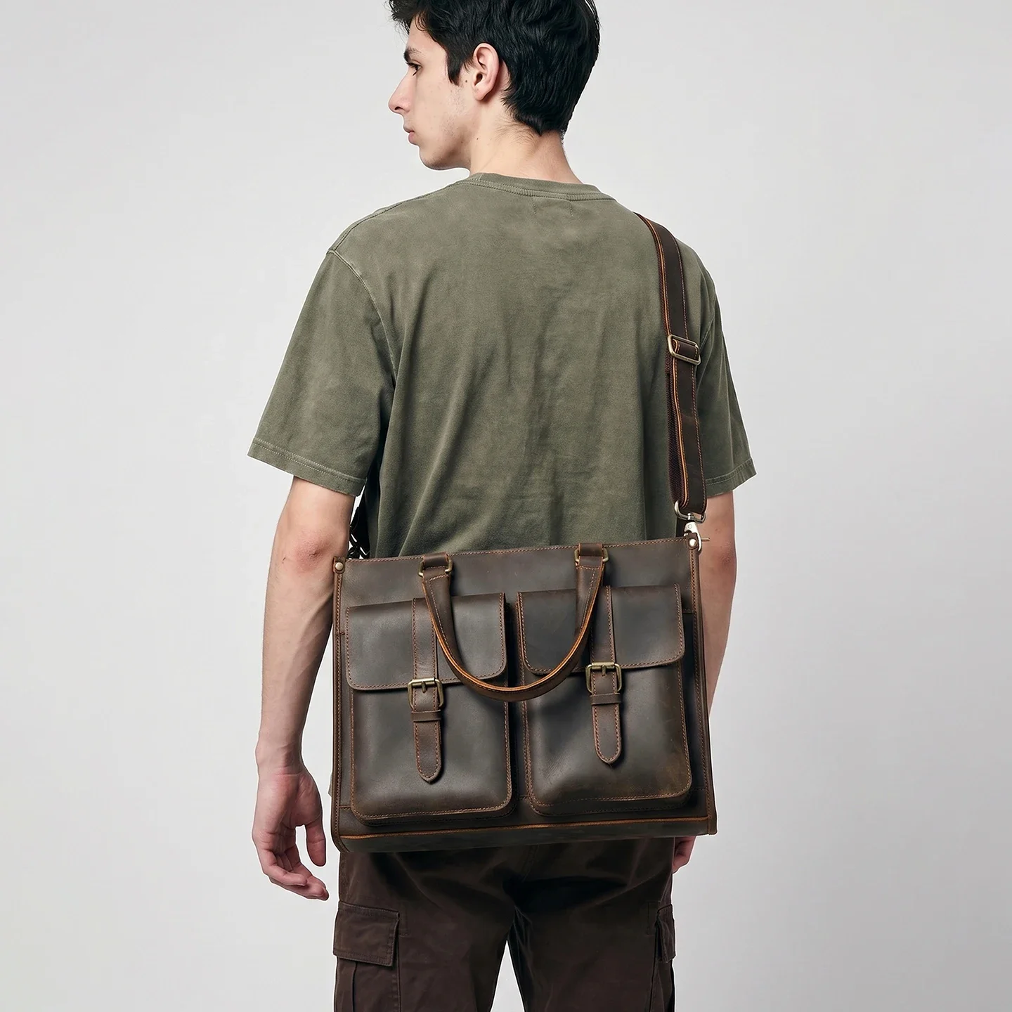 Vintage Genuine Leather Men Cr – Leather Work Bag Mens recenzja i cena