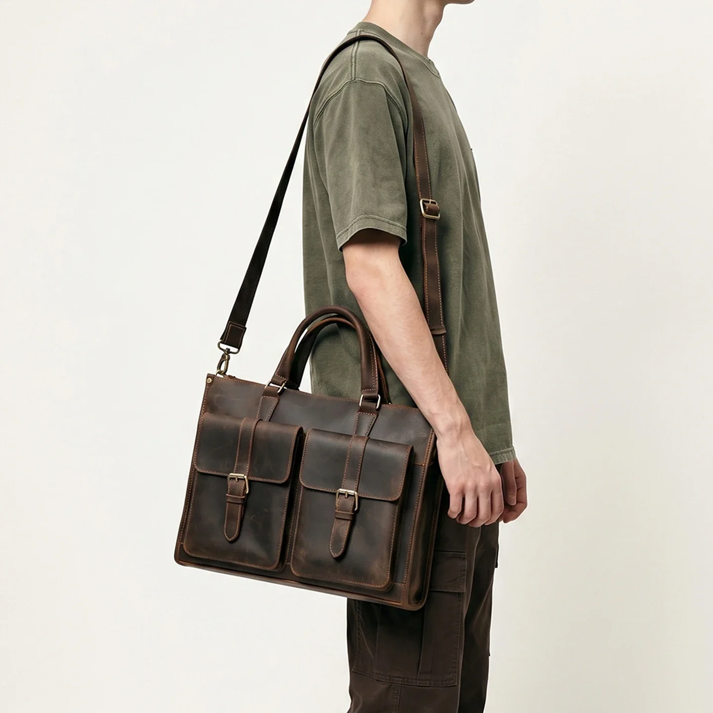 Vintage Genuine Leather Men Cr – Leather Work Bag Mens recenzja i cena