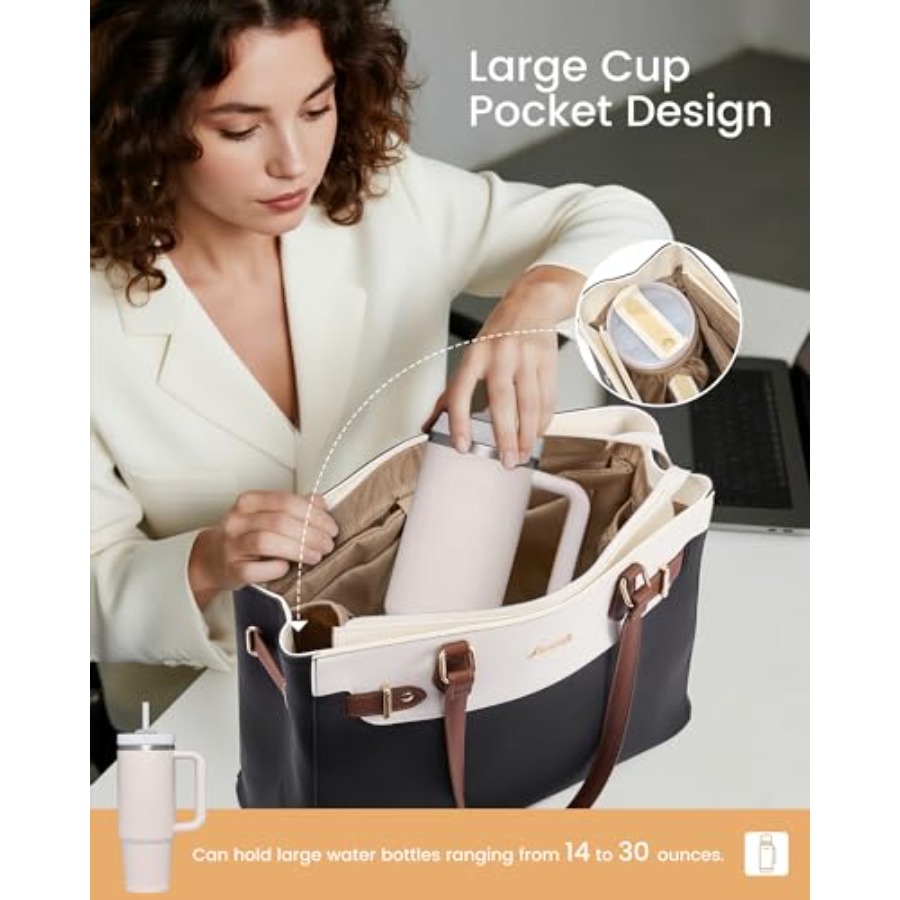 LOVEVOOK Laptop Tote Bag for W – Leather Work Womens Backpack recenzja i cena