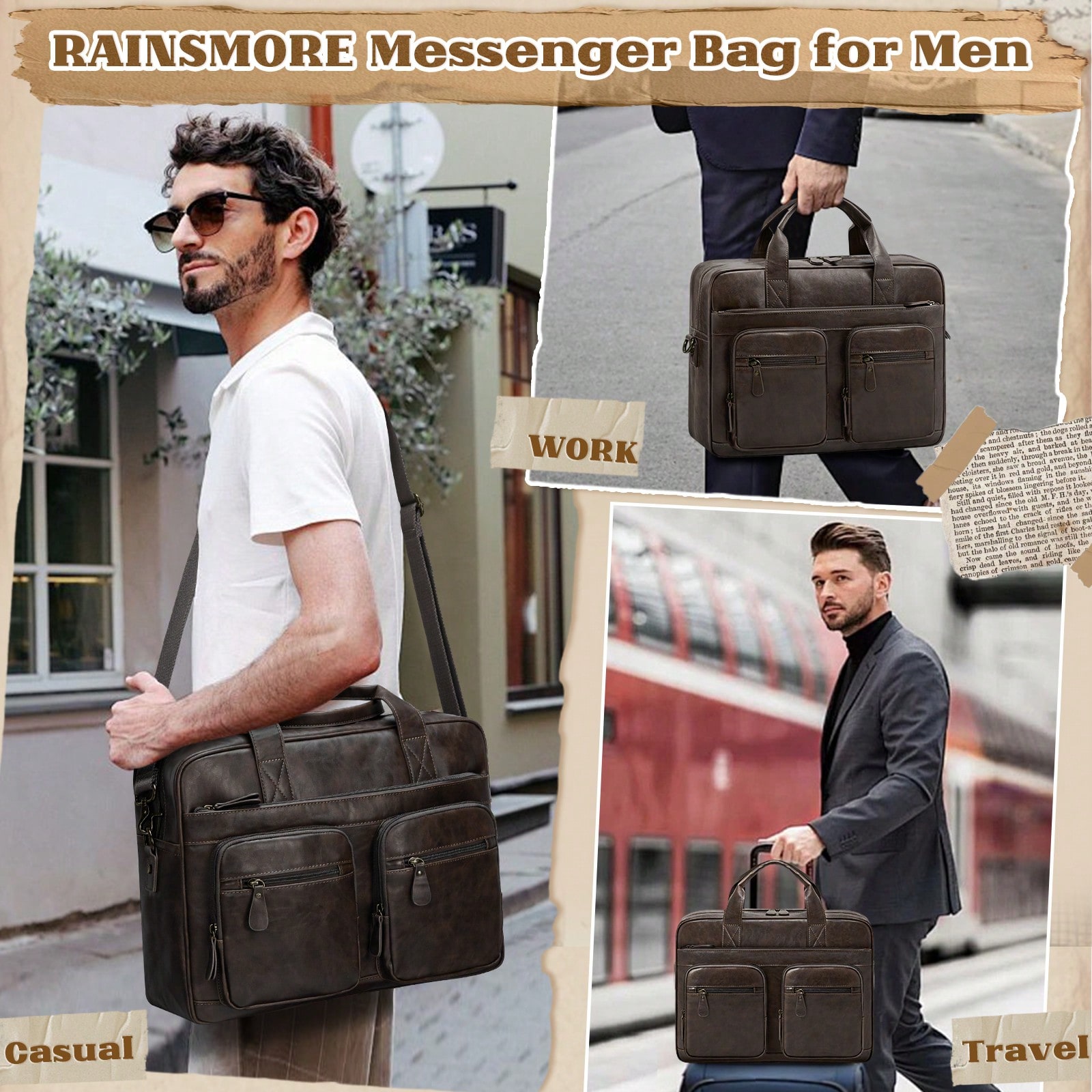 Vintage Messenger Bag For Men  – Leather Work Bag Mens recenzja i cena