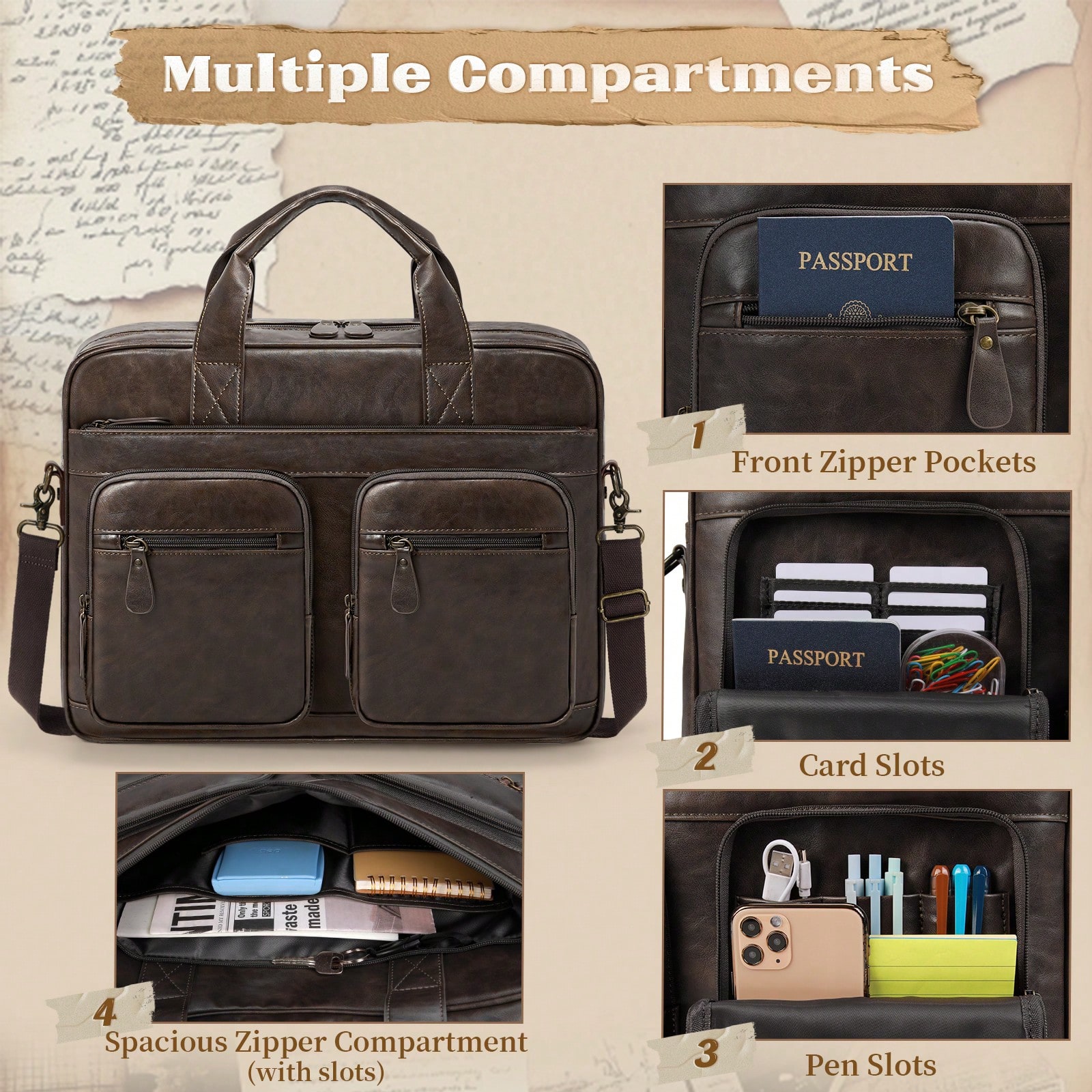Vintage Messenger Bag For Men  – Leather Work Bag Mens recenzja i cena