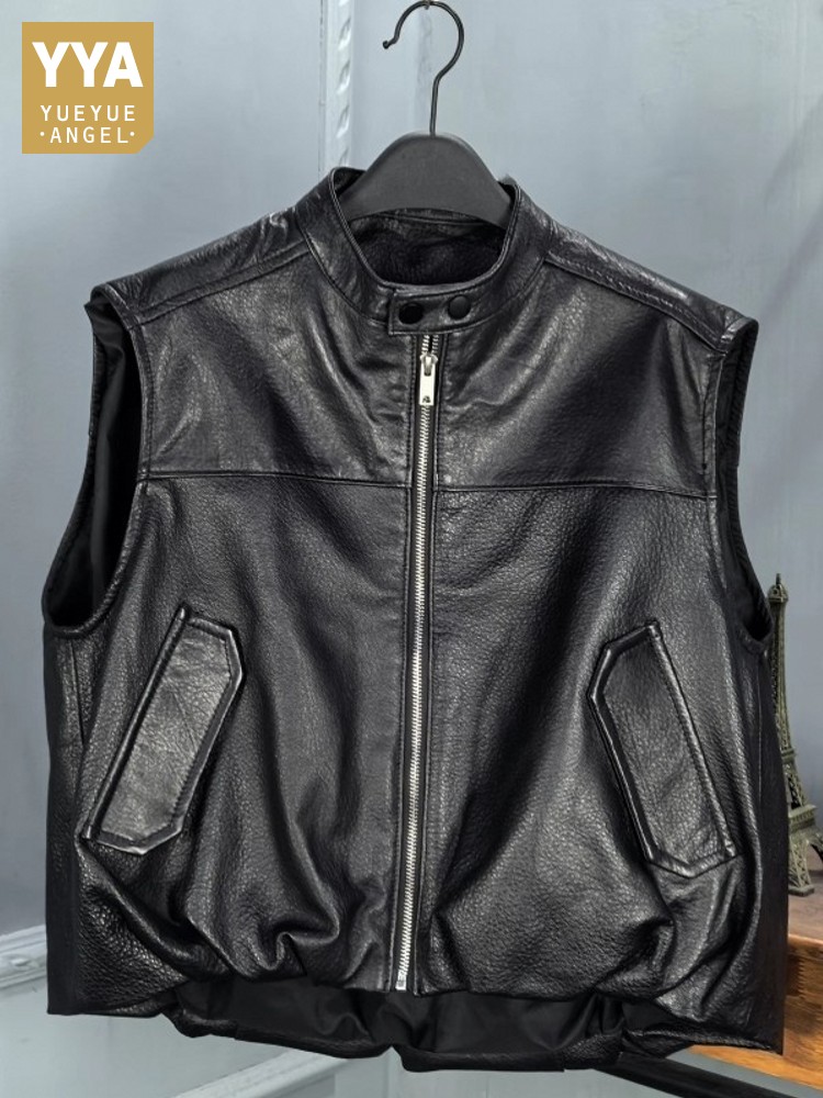 Autumn Fashion Natural Sheepsk – Leather Work Vest recenzja i cena