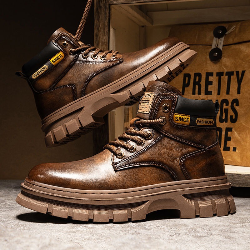 Vintage Men Platform Ankle Boo – Leatherwork Boots recenzja i cena