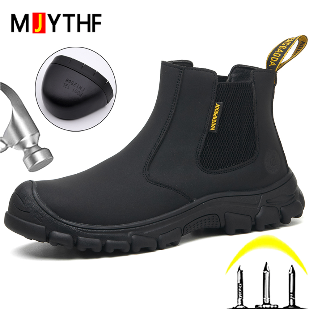 Waterproof Work Boots Men Punc – Leather Work Fabric recenzja i cena