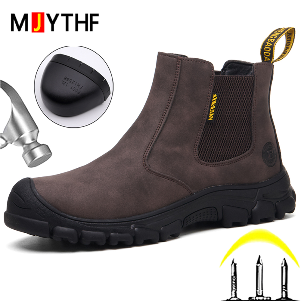 Waterproof Work Boots Men Punc – Leather Work Fabric recenzja i cena