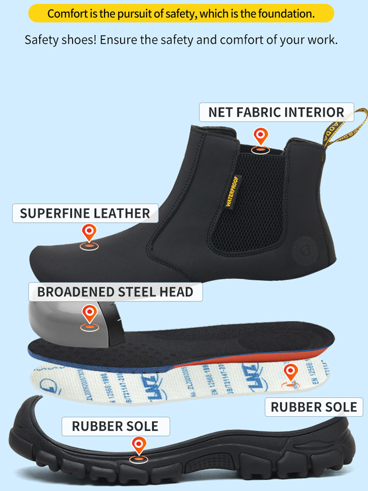 Waterproof Work Boots Men Punc – Leather Work Fabric recenzja i cena