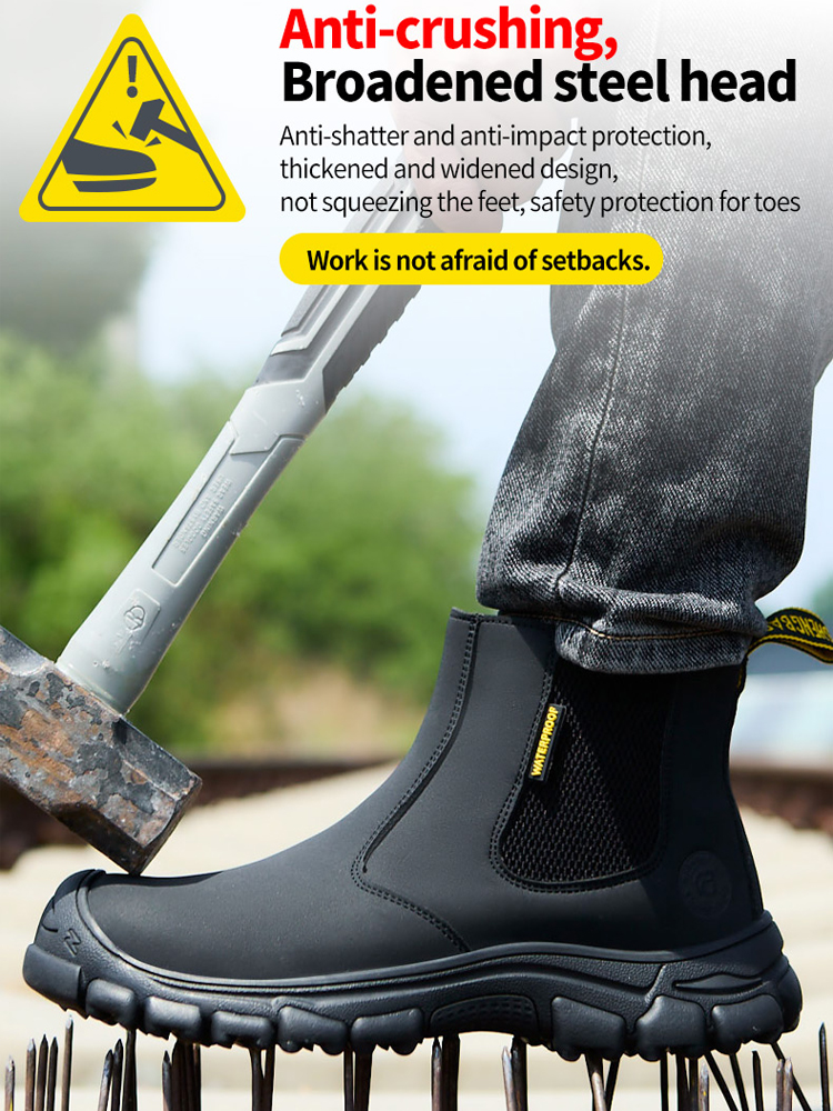Waterproof Work Boots Men Punc – Leather Work Fabric recenzja i cena