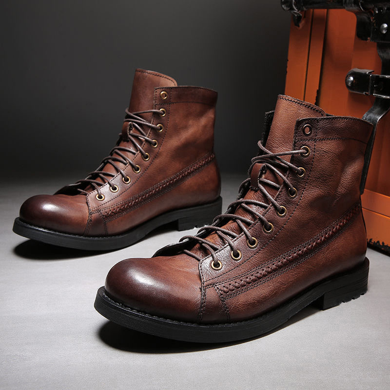 Mens Ankle Boots Classic Handm – Leather Work Fabric recenzja i cena